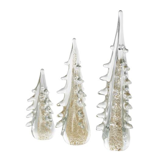 Gold & Clear Decorative Glass Sculpture Set